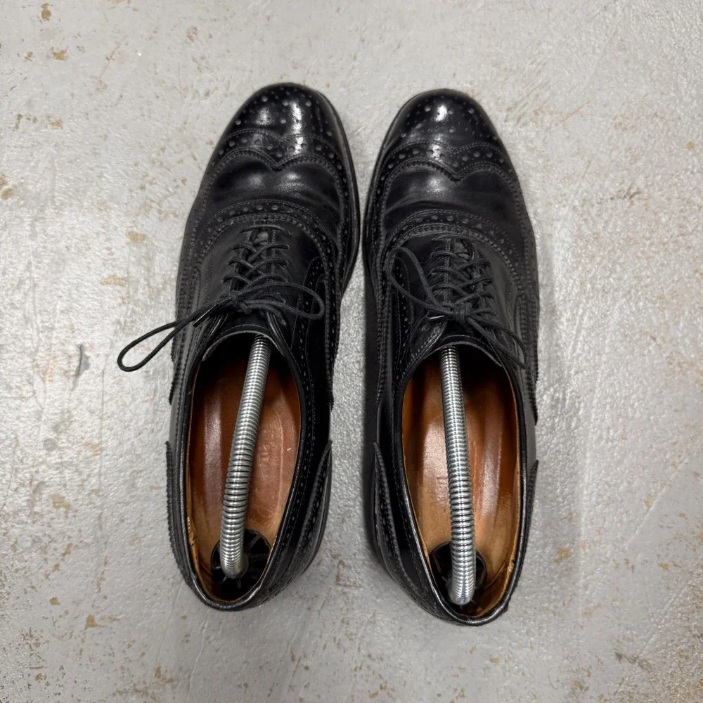 Allen Edmonds McAllister Wingtip‎ Vibram Oxford Black Leather Dress Shoes 7.5 E